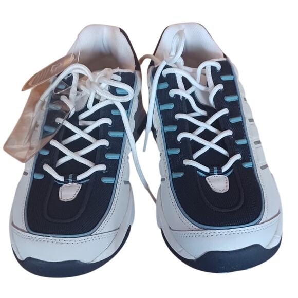 New Riddell White Navy Light Blue Running Shoes Leather Uppers Women's Size 8 - Picture 6 of 9